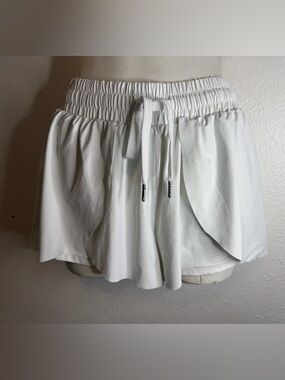 White Layered Skort with Elastic Drawstring Waist